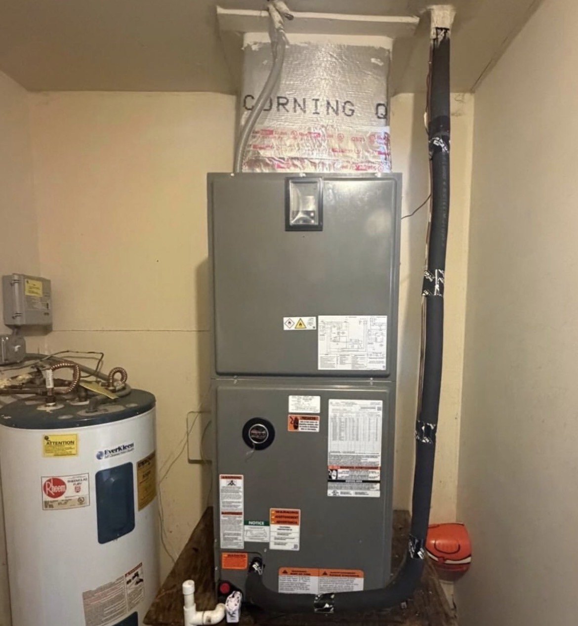 Residential air handler service near water heater