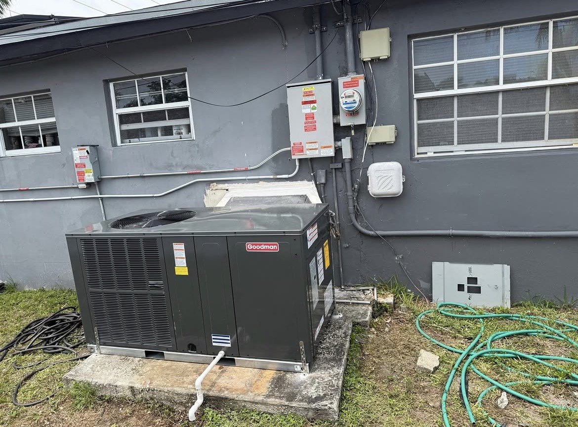 Goodman package unit installed outside