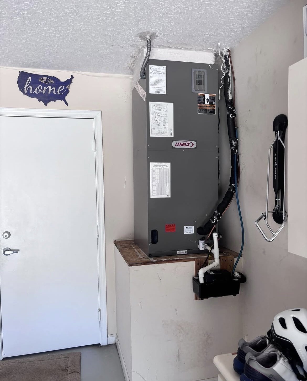 Lennox air handler installation inside garage
